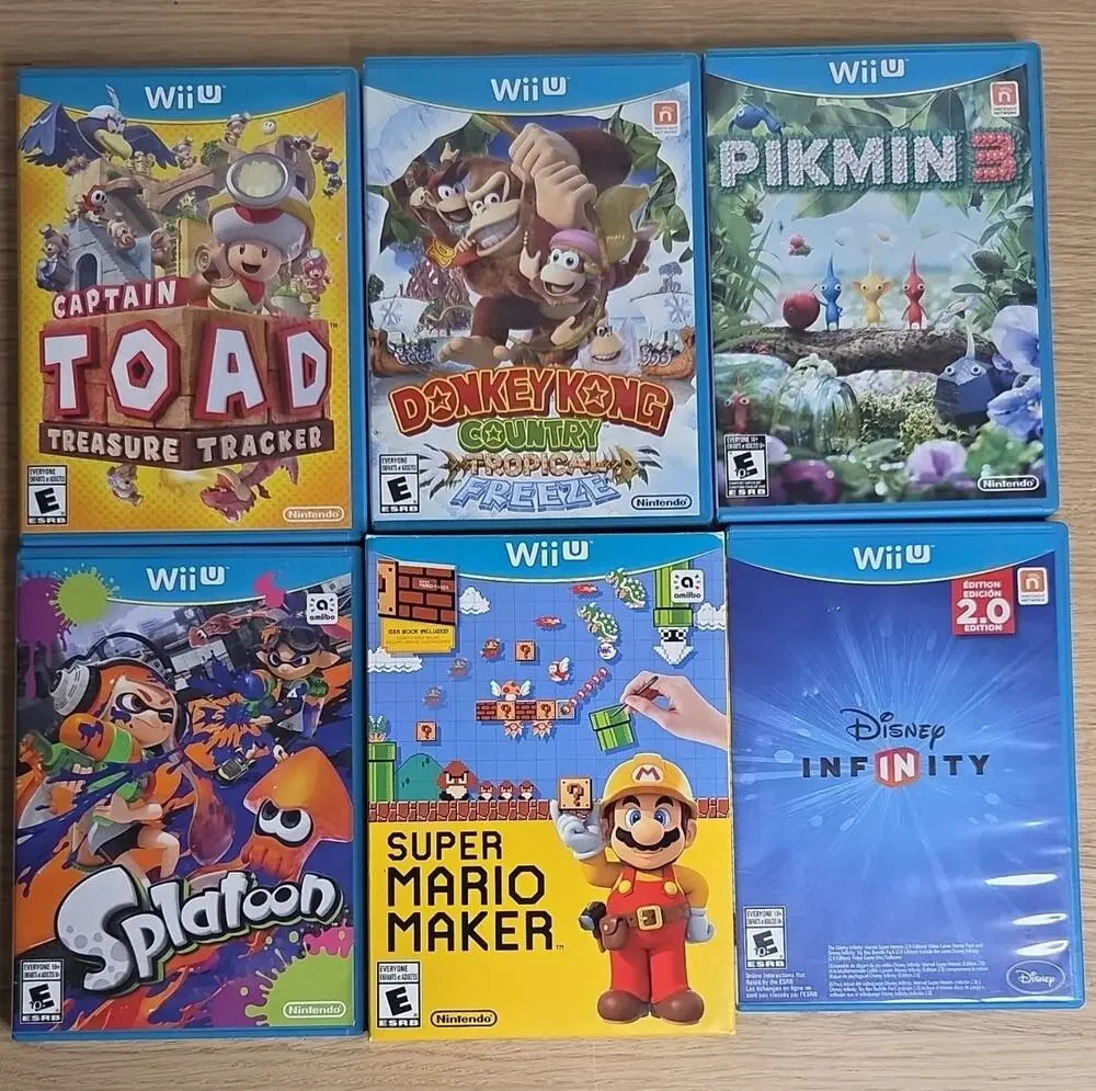 Nintendo Wii U Game Lot (6): Captain Toad, DK Tropical Freeze, Pikmin 3 + More